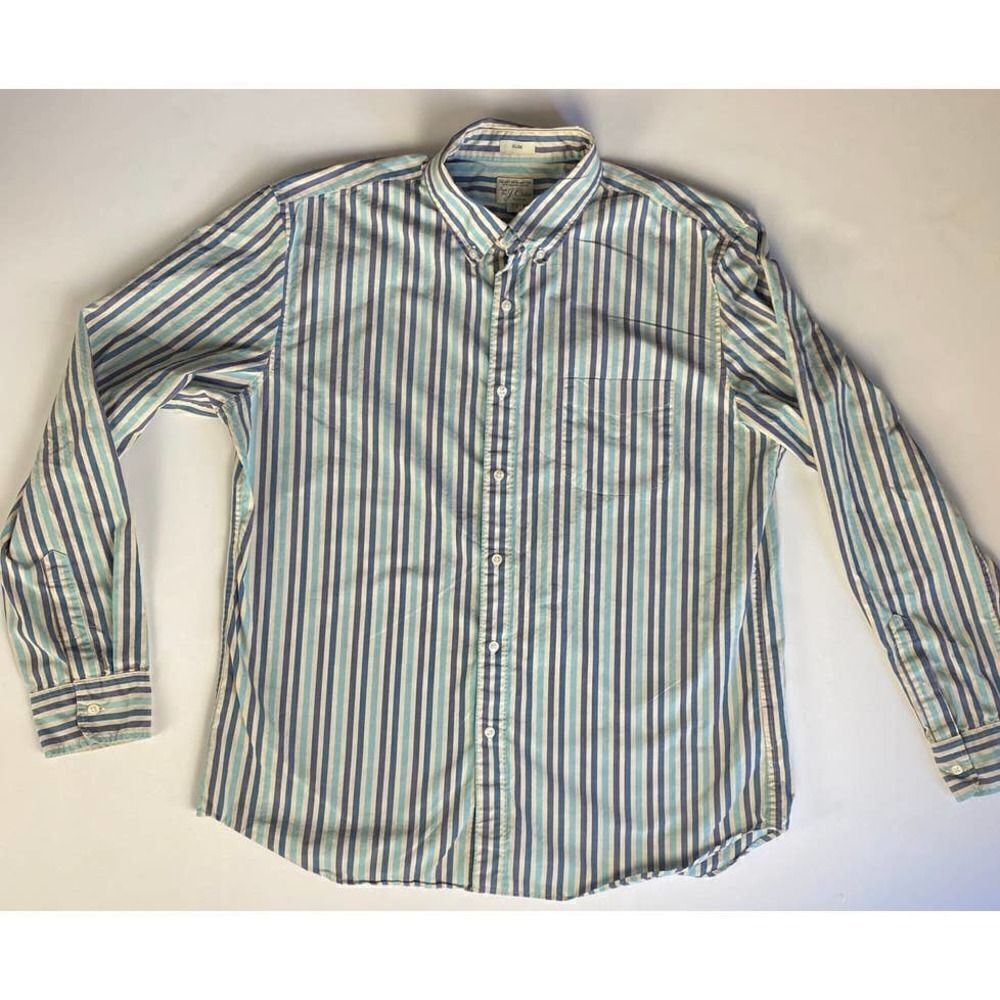 J. Crew Button Down Organic Cotton Shirt Stripes - Size XL - Picture 6 of 8